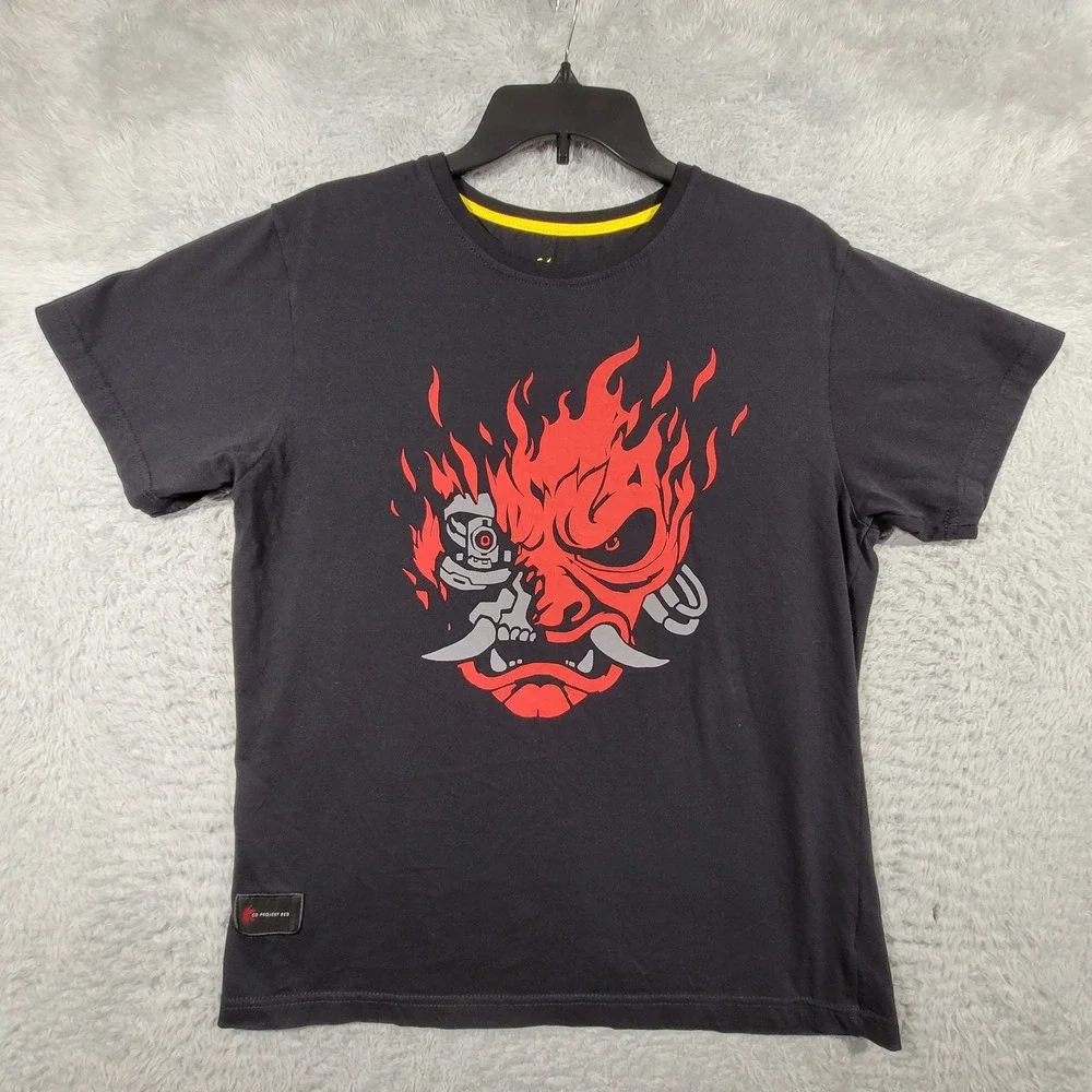 Cyberpunk 2077 Shirt Men Medium Black Samurai Oni Graphic CD Projekt Red